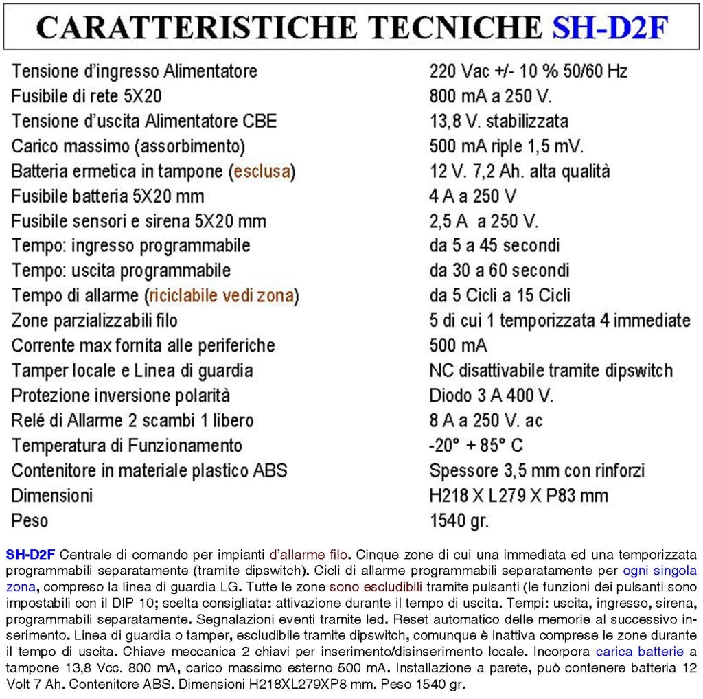 Diana 5 Zone Centrale Allarme Batteria 12 V 7 Ah per Impianto Antifurto Filo 2 Chiavi Meccaniche Gestisce Rilevatori Ingresso Per Comando Remoto o Telegestione Uscita Sirene Combinatore Fumogeni