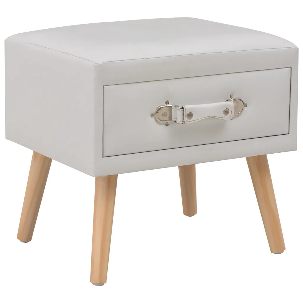 Comodino Bianco 40x35x40 cm in Similpelle 247536