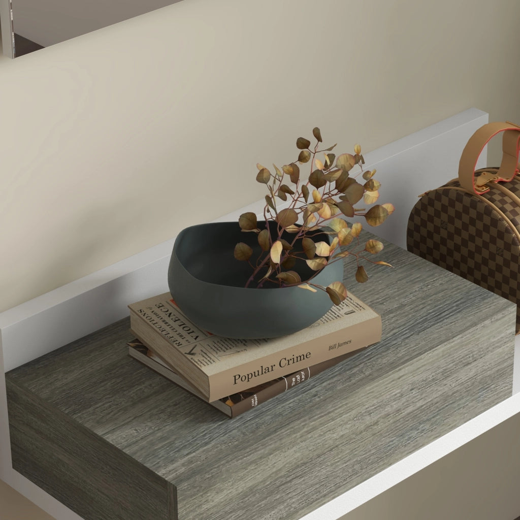 Mobile da Ingresso con Specchio e Cassetto ¨C Minimal ¨C Grigio e Bianco 75x75x35