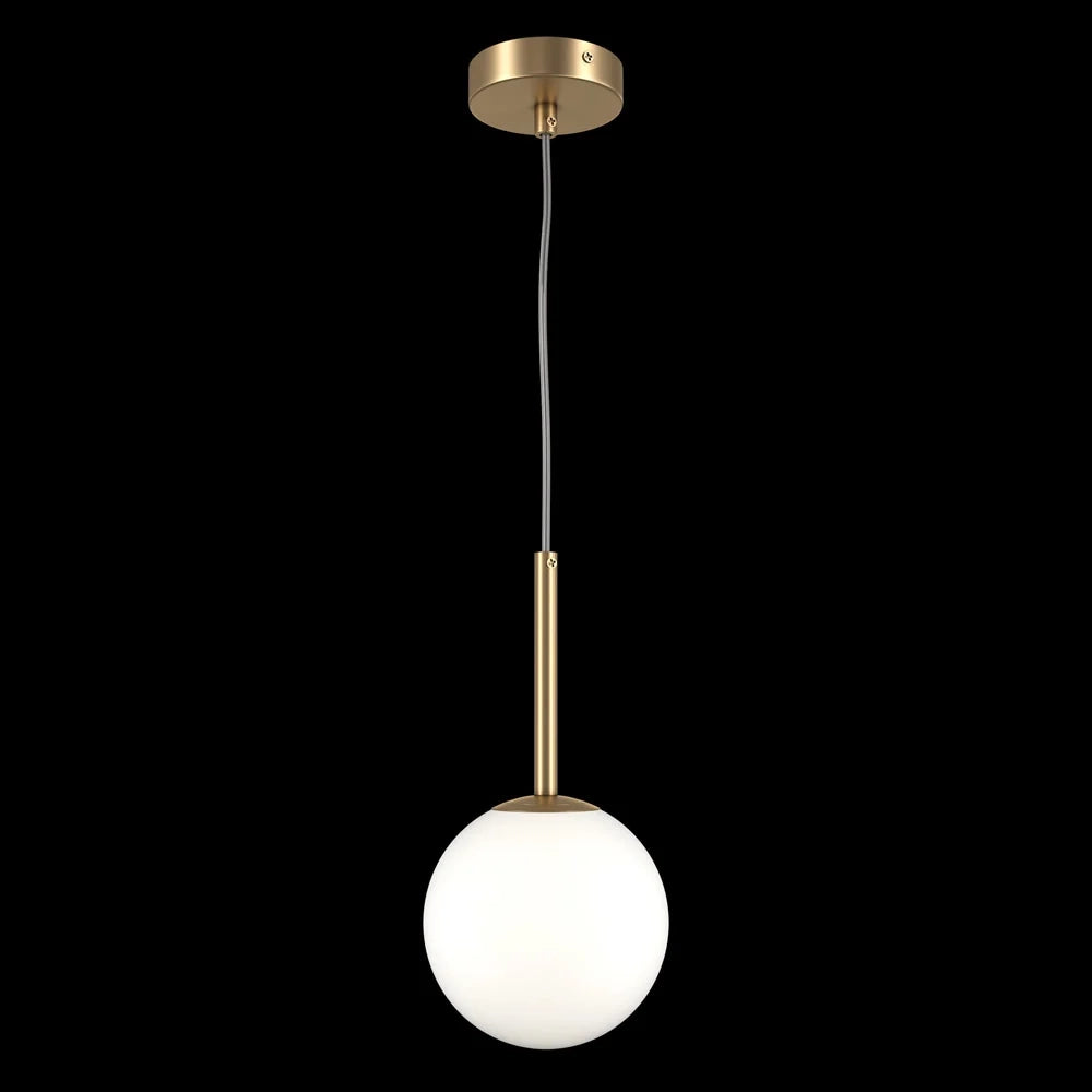 Lampadario Minimal Basic Form Piccolo In Metallo Oro 1 Luce E Diffusore Bianco