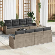Set Divano da Giardino con cuscino 9 pcs Grigio polyrattan