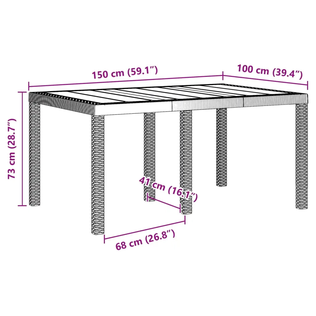 Set da Pranzo per Giardino 5 pcs Marrone Rattan Polt 3378699