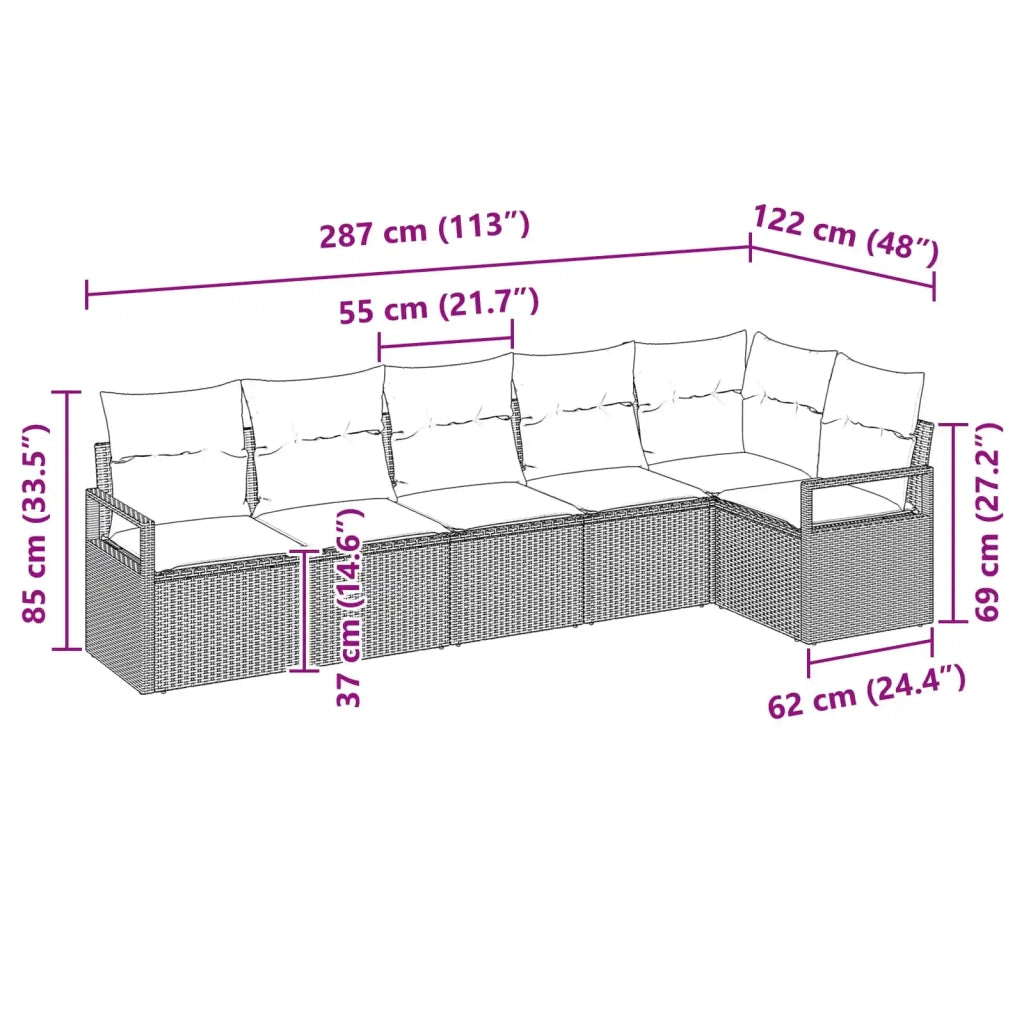 Set di divani 6 pcs Grigio polyrattan 3346405