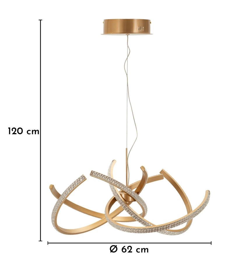 Lampadario LED Celtic Ø62x120 cm in Alluminio e Ferro e PVC Oro e Bianco