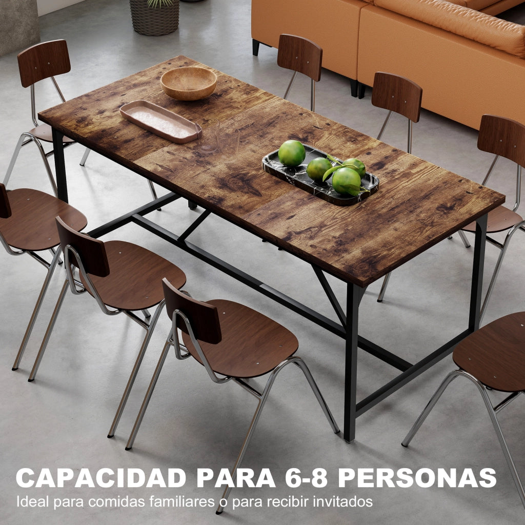 Tavolo da Pranzo Rettangolare Allungabile per 6-8 Persone ¨C Minimal ¨C Legno Massello Effetto Rovere Antracite 180x80x75,5 cm