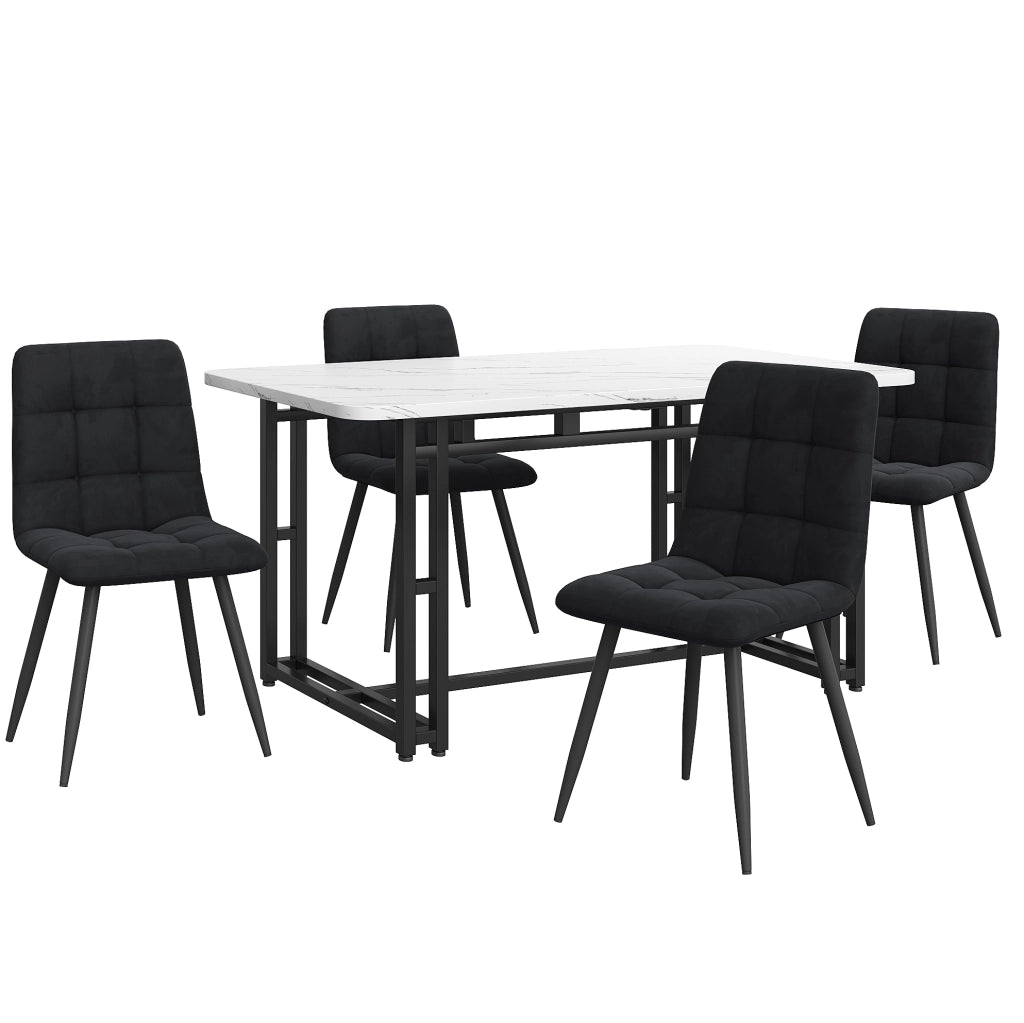 Set da pranzo nero con tavolo e 4 sedie