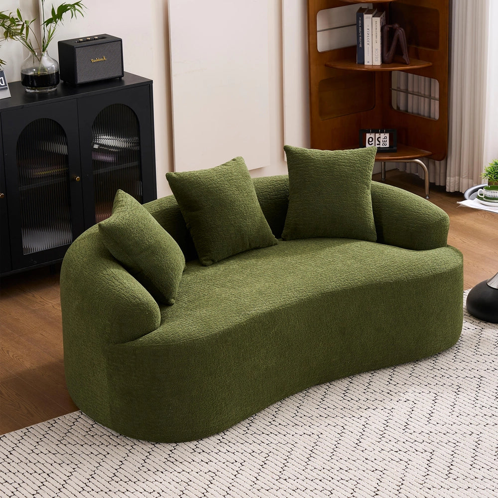 Divano 2 posti con cuscini ¨C Minimal ¨C Verde tessuto imbottito