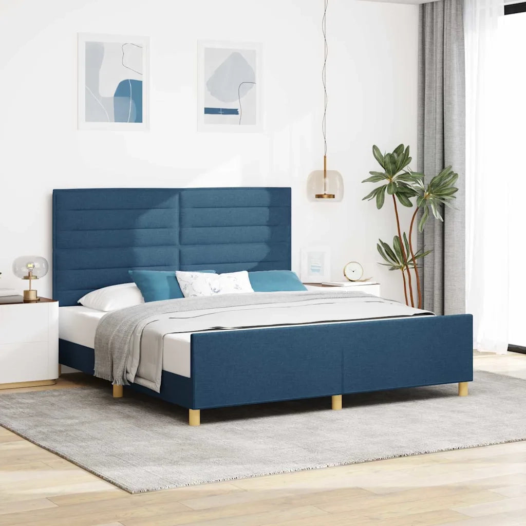 Struttura del letto con testiera Blu 180 x 200 cm Tessuto