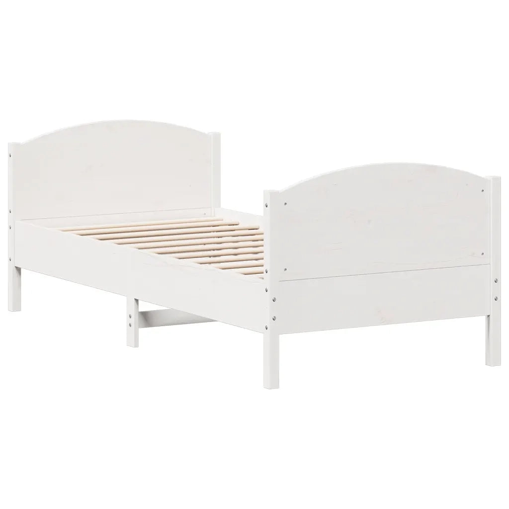 Letto senza Materasso-Struttura Letto Bianco 75x190 in Legno Massello di Pino 330866