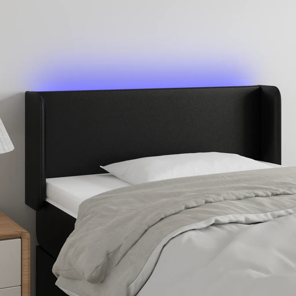 Testiera | Testata a LED Nera 83x16x78/88 cm in Similpelle