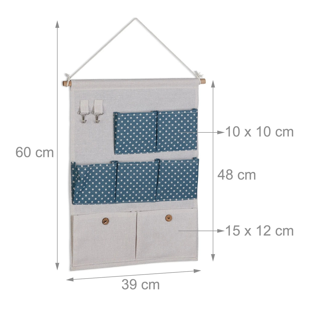 Scaffale portaoggetti da parete decorativo 60 x 39 x 2 cm 7 scomparti pratico in cotone bianco 13_0013353