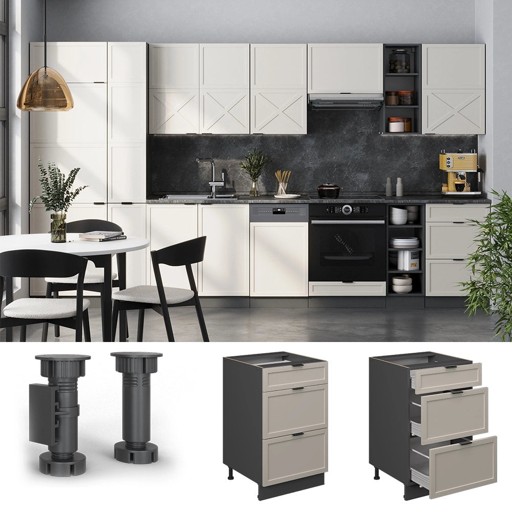 Mobiletto base per cucina Fame-Line GrigioBeige/Antracite 50 cm, PL Rovere Vicco