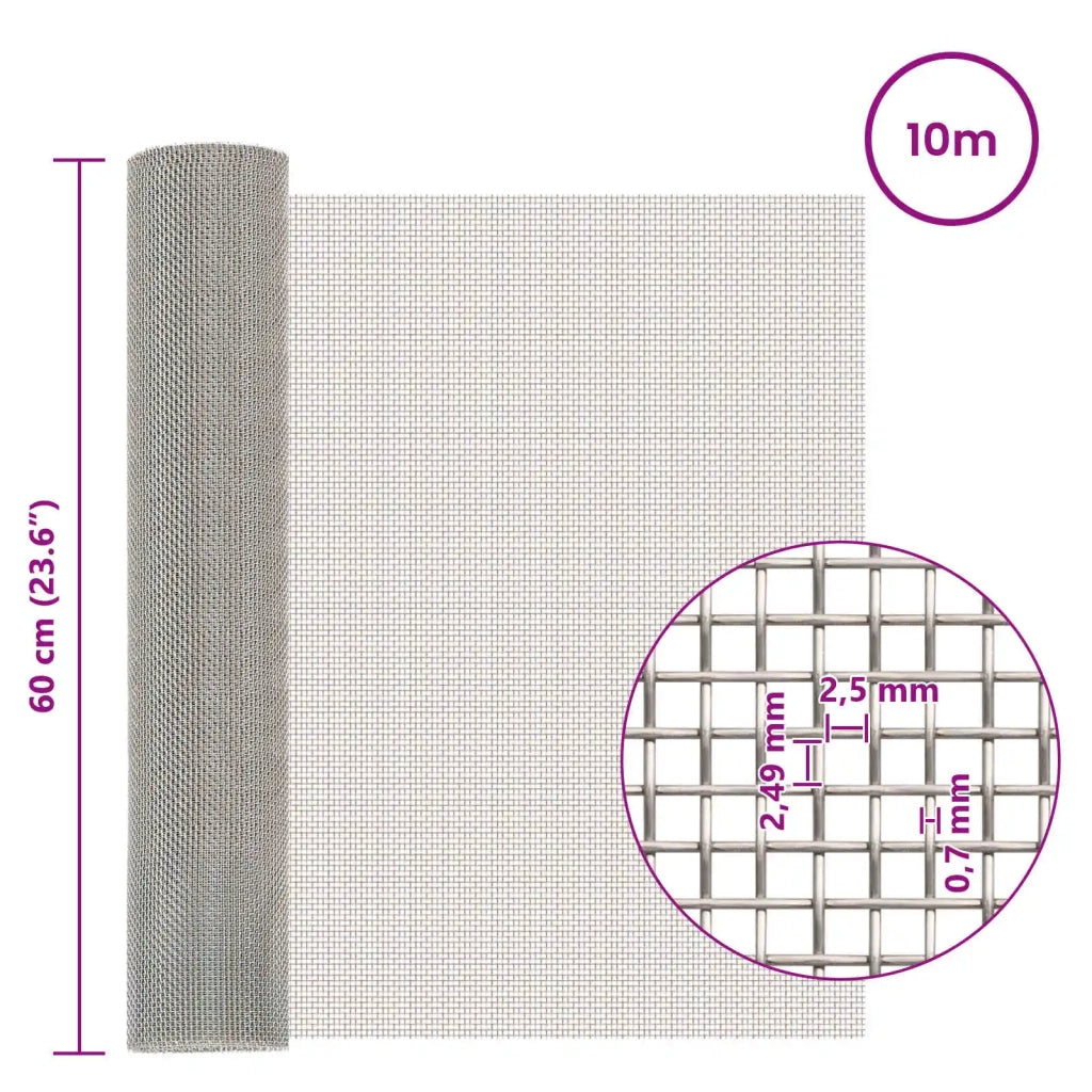 Rete per schermatura 60 x 1000 cm 8 Mesh Argento 42039670