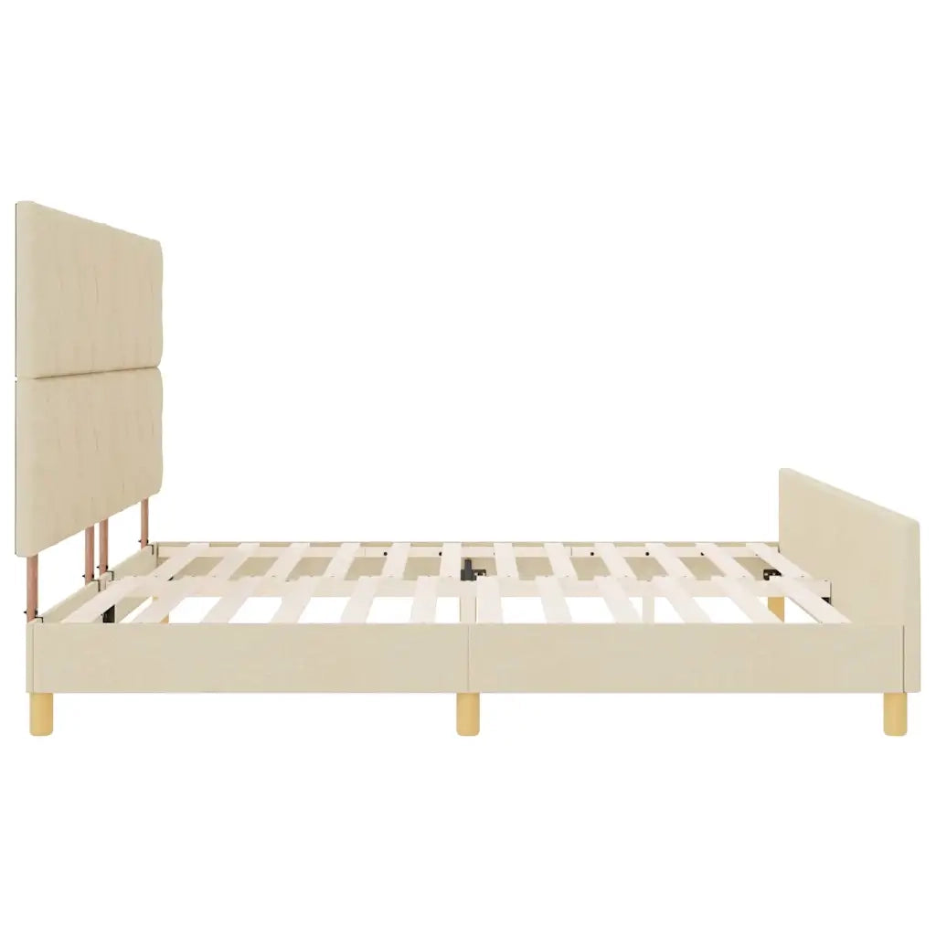 Struttura del letto con testiera Crema 200 x 200 cm Tessuto 3344835