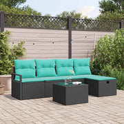 Set di divani con cuscino 6 pcs Nero e Turchese polyrattan 3359175