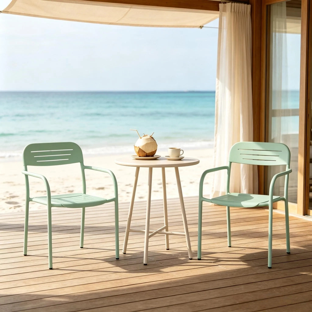 Set 2 sedie da giardino moderne, design compatto, impilabili