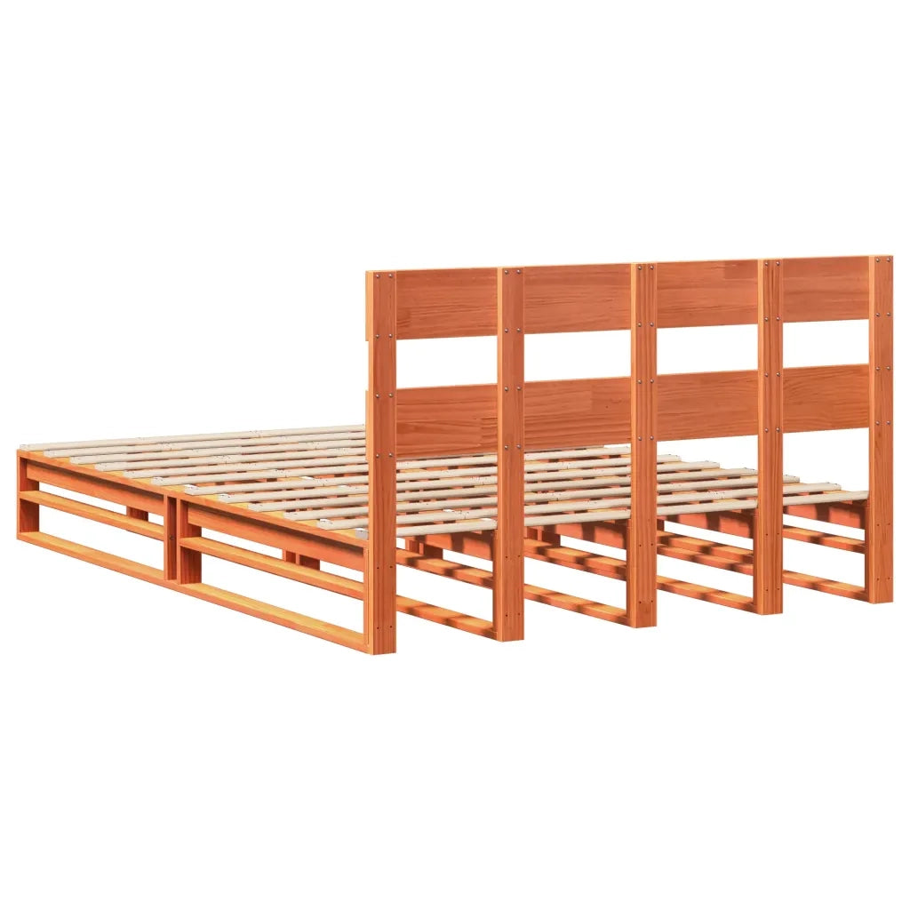 Letto senza Materasso-Struttura Letto Marrone Cera 140x190 cm in Legno di Pino 589425
