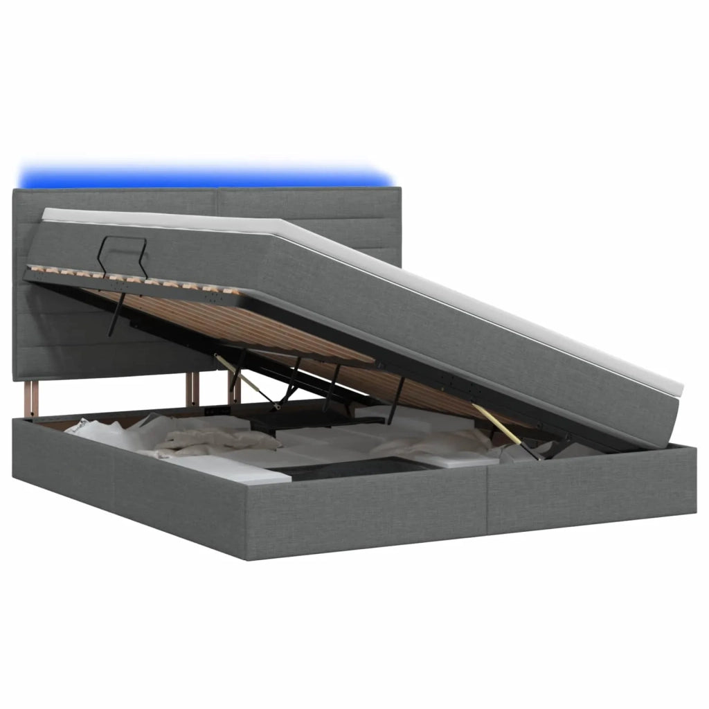 Letto con contenitore LED e materasso Grigio Scuro 180 x 200 cm 3459898