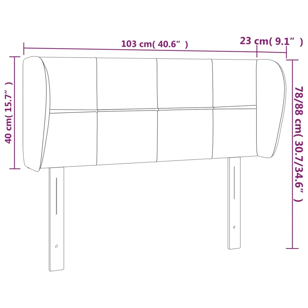 Testiera ad Orecchio Nera 103x23x78/88 cm in Tessuto 3117136