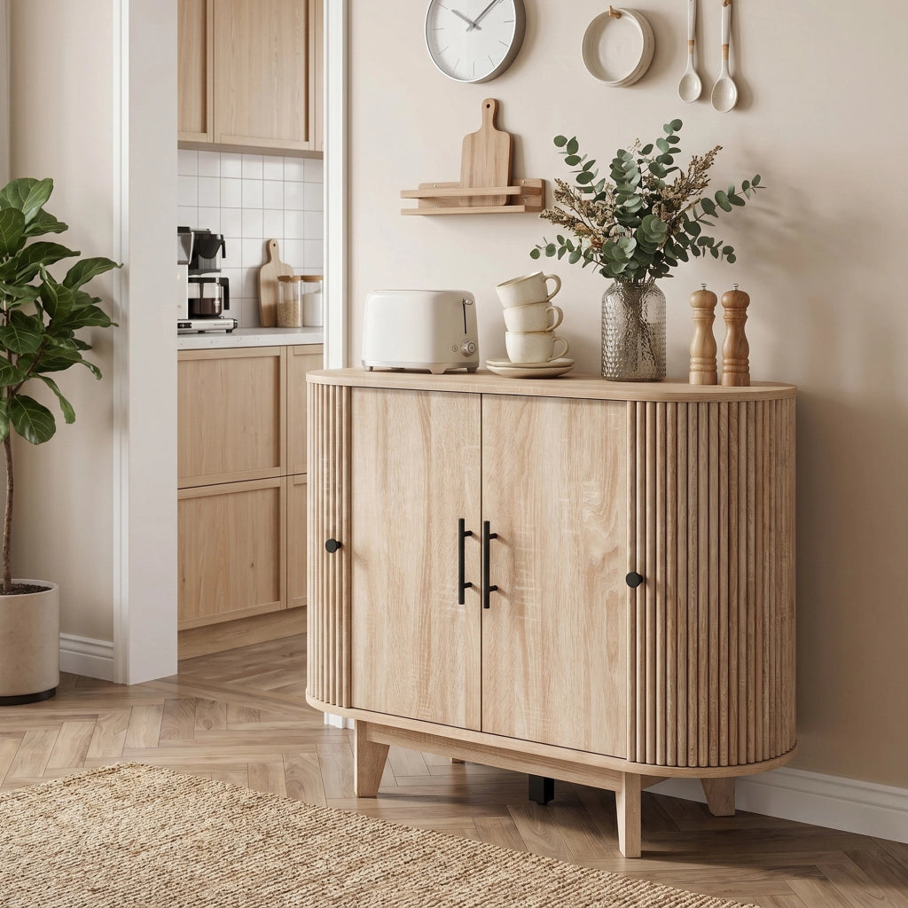 Buffet con 4 ante e ripiani regolabili ¨C Minimal ¨C Rovere 90x40x76