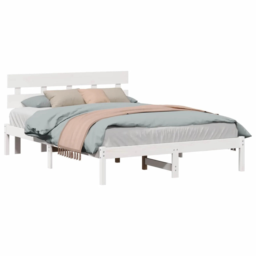 Struttura del letto-Giroletto-Rete del Letto Bianco 150 x 200 cm Legno massello di pino 546485