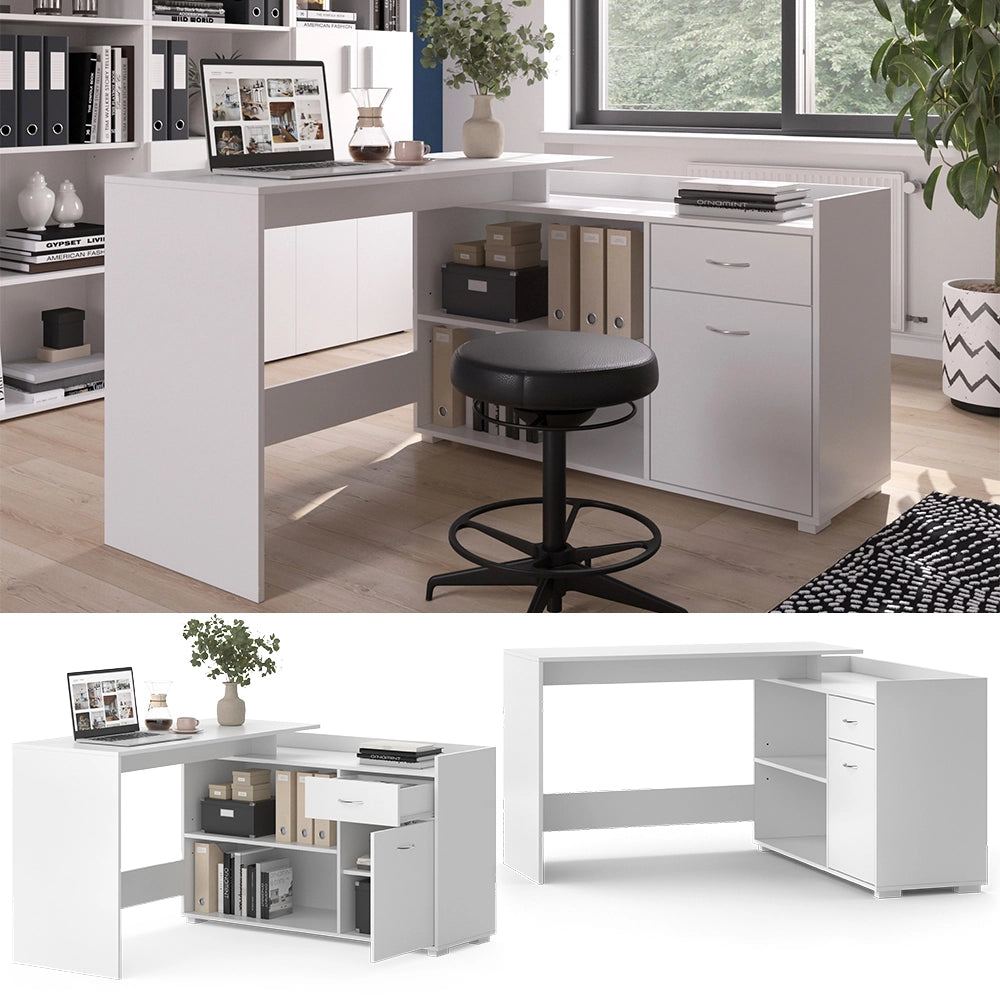 Vicco Scrivania ad angolo Bianco 135 x 77 cm con cassetto