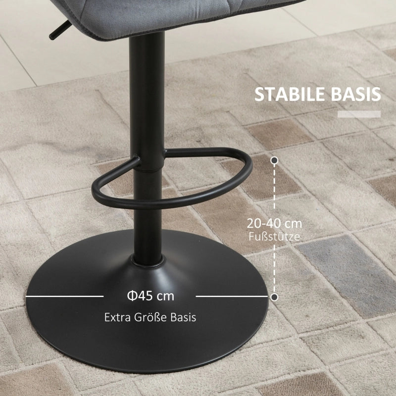 Sgabelli da bar set da 2 regolabili in altezza con seduta imbottita schienale girevole a 360° in poliestere grigio