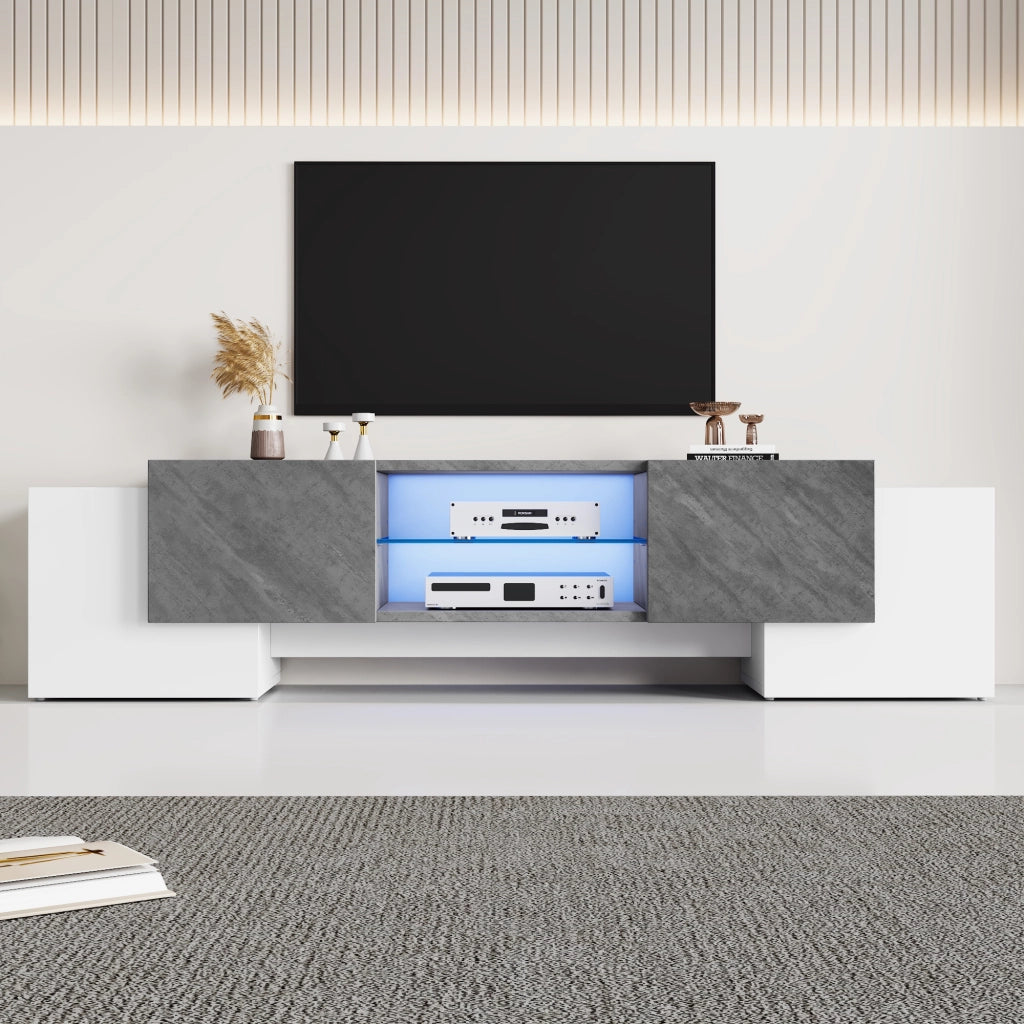 Mobile TV- bianco/grigio- LED Bluetooth- 180x40x46.5 cm- per TV 60-70"