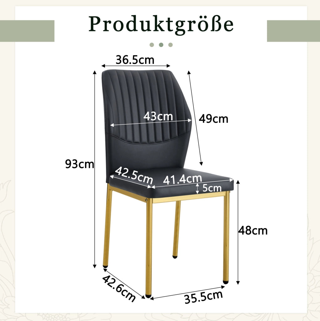 SEDIA da pranzo Set da 4 pezzi 93 cm PU Nero/Oro