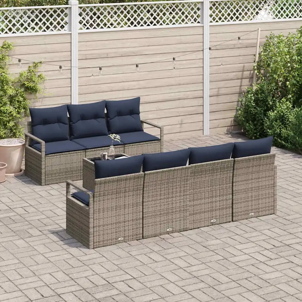 Set di divani con cuscino 8 pcs Grigio polyrattan 3346295
