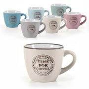 SET 6 TAZZINE DA CAFFE COLORI PASTELLO "TIME FOR COFEE"  90CC