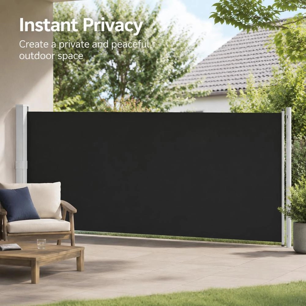 Extendable Side Awning 600x160 Cm Black