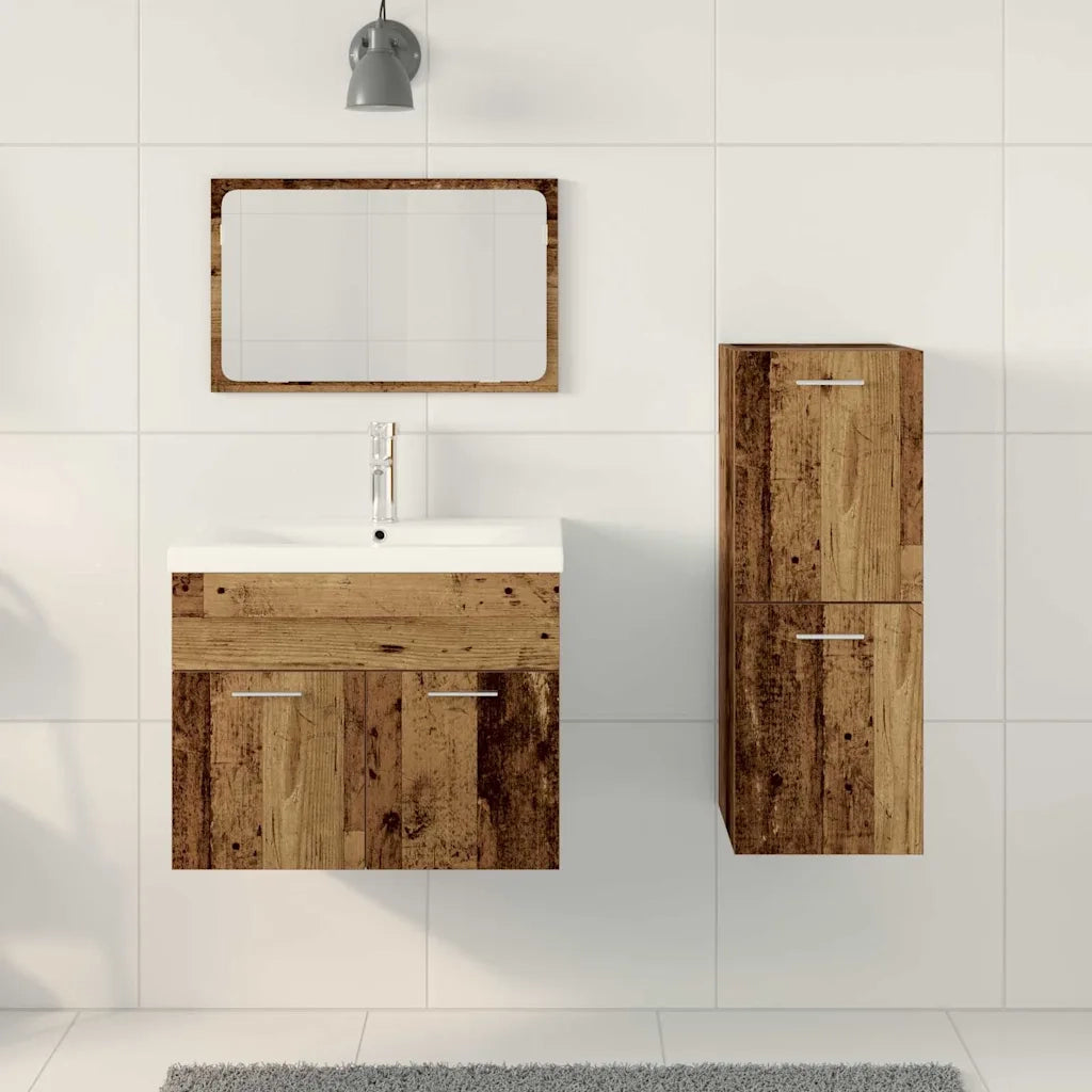 Set di mobili per il bagno 4 pz Marrone Legno ingegnerizzato 3332565