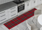 Tappeto Passatoia Con Retro Antiscivolo Disegno Natalina Lurex Tartan Scozzese Rosso - 50x140 - Natalina
