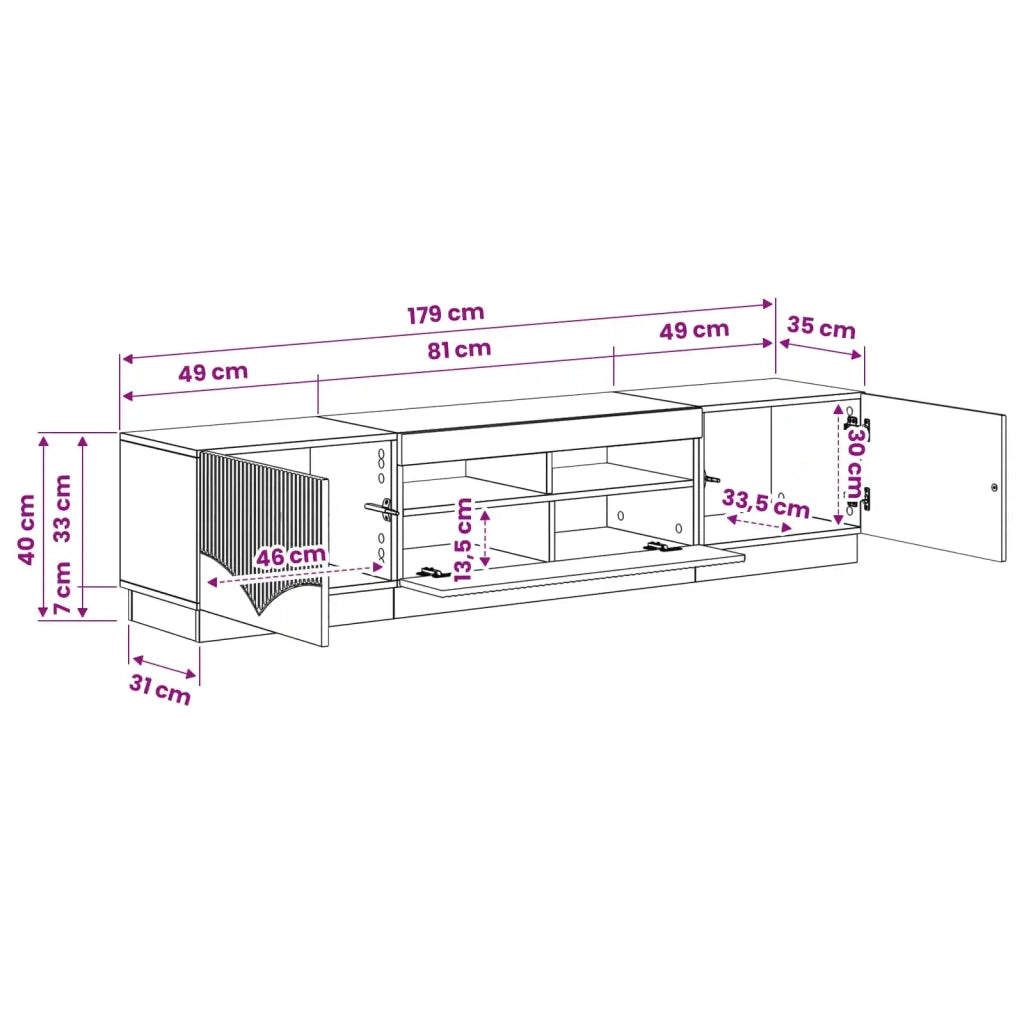 Mobile TV LED HOORN 3 pz Nero Legno ingegnerizzato 3416838