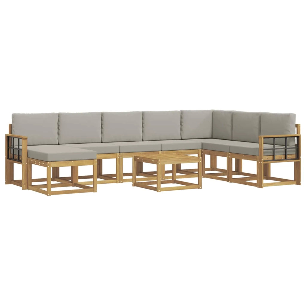 Set di divani da esterno 9 pz Bianco e Grigio Chiaro 3388095