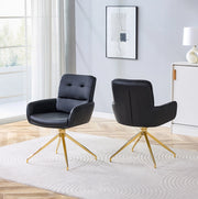 SEDIA Girevole 360° 85 cm PU Nero e Metallo Oro Set da 2 pezzi