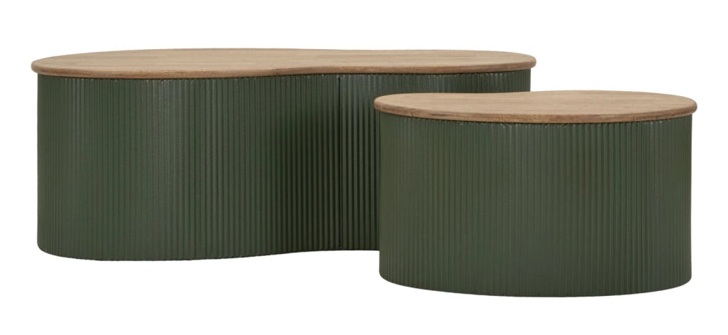Tavolini da Caffè Frankfurt Coppia Verdi 87x53x32 cm in Gomma e Metallo