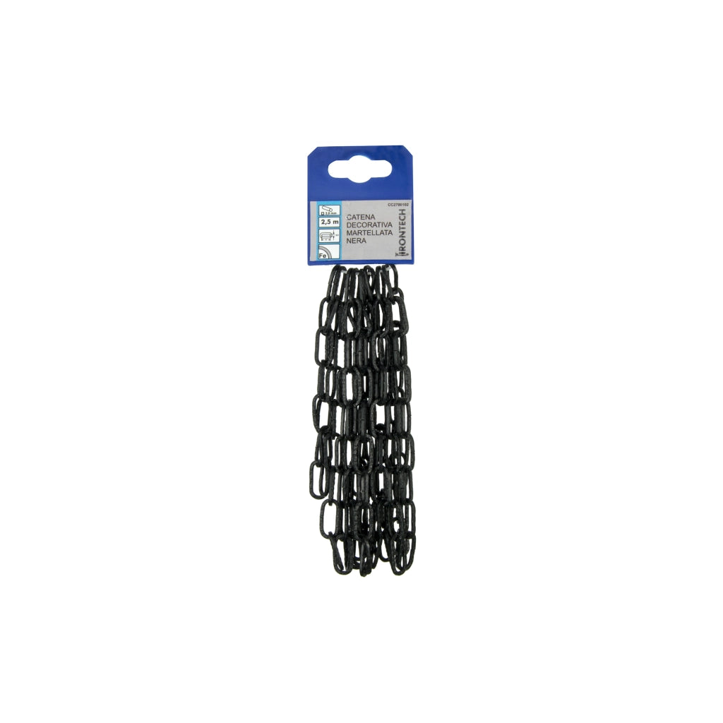 Catena decorativa pretagliata Ø 2 mm. in acciaio nero martellato 2,5 mt.