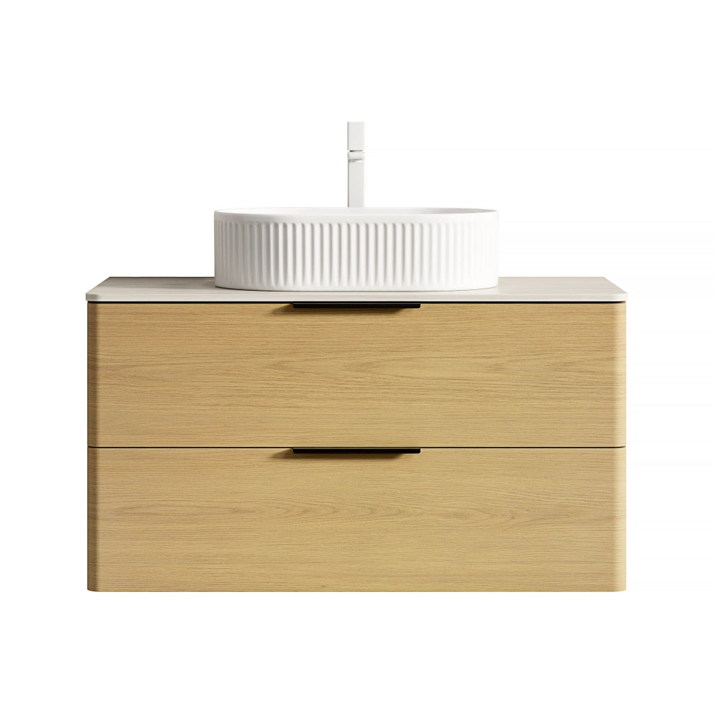 Mobile da bagno con 2 cassetti e lavabo ovale - per bagno - 90×46×62.2 cm - beige