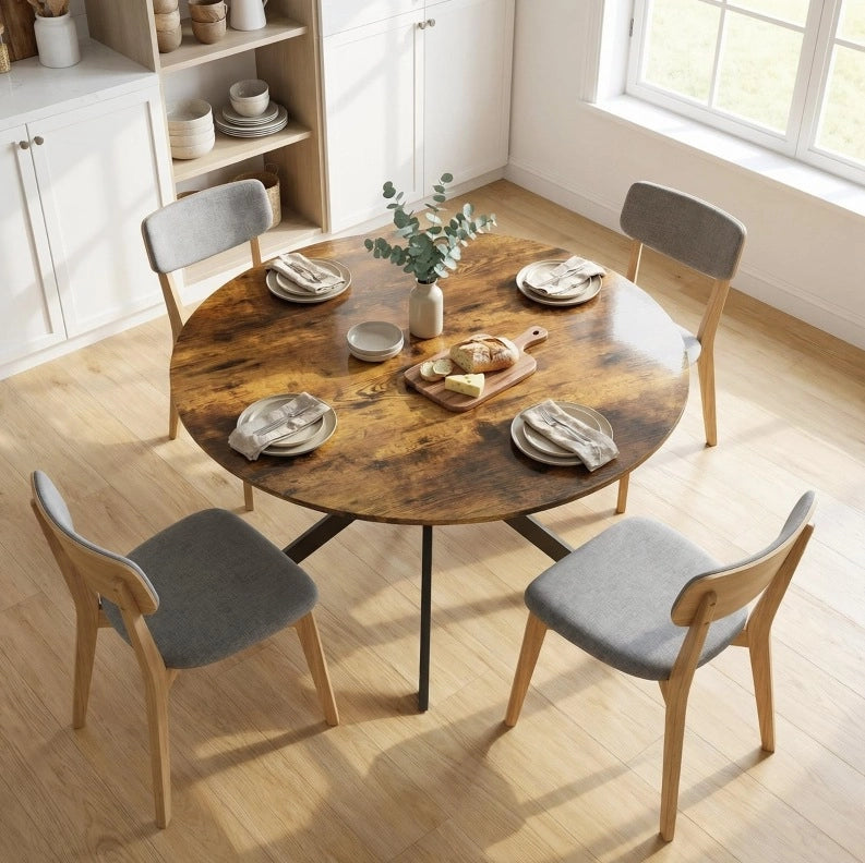 Tavolo da pranzo rotondo Ø120 cm industriale marrone rustico