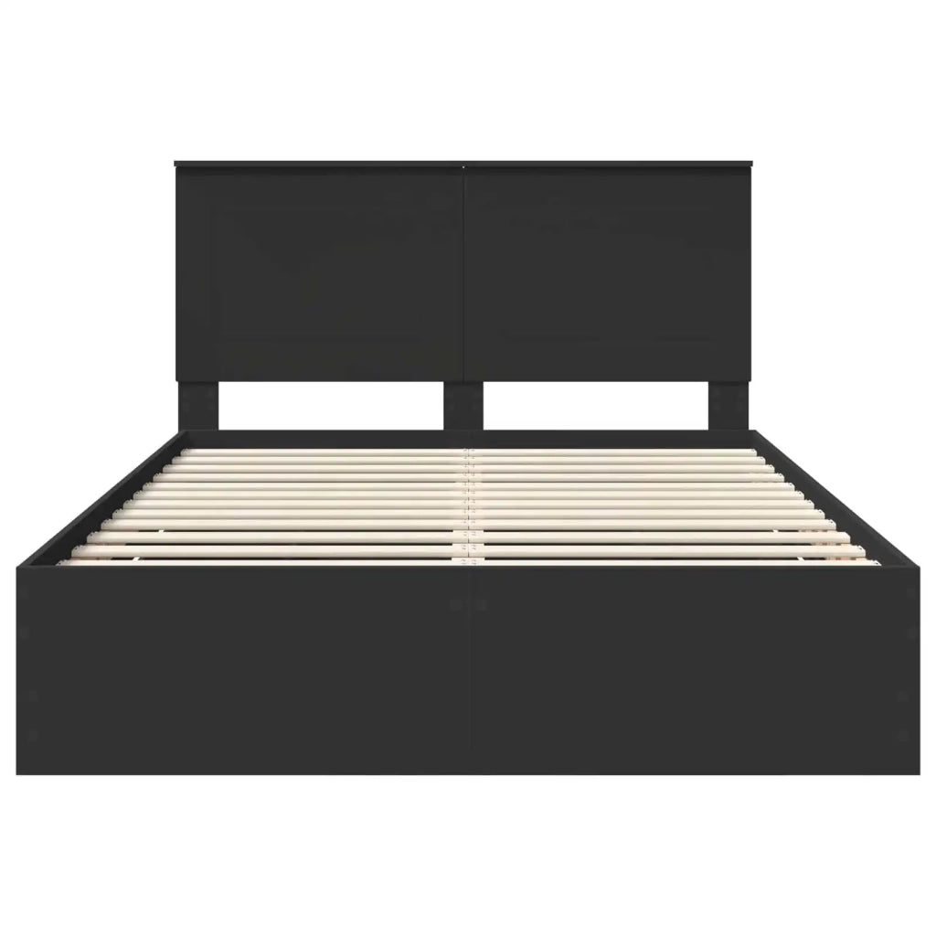 Letto matrimoniale | Letto per adulti | Struttura del letto Nero 140 x 200 cm Legno Ingegnerizzato