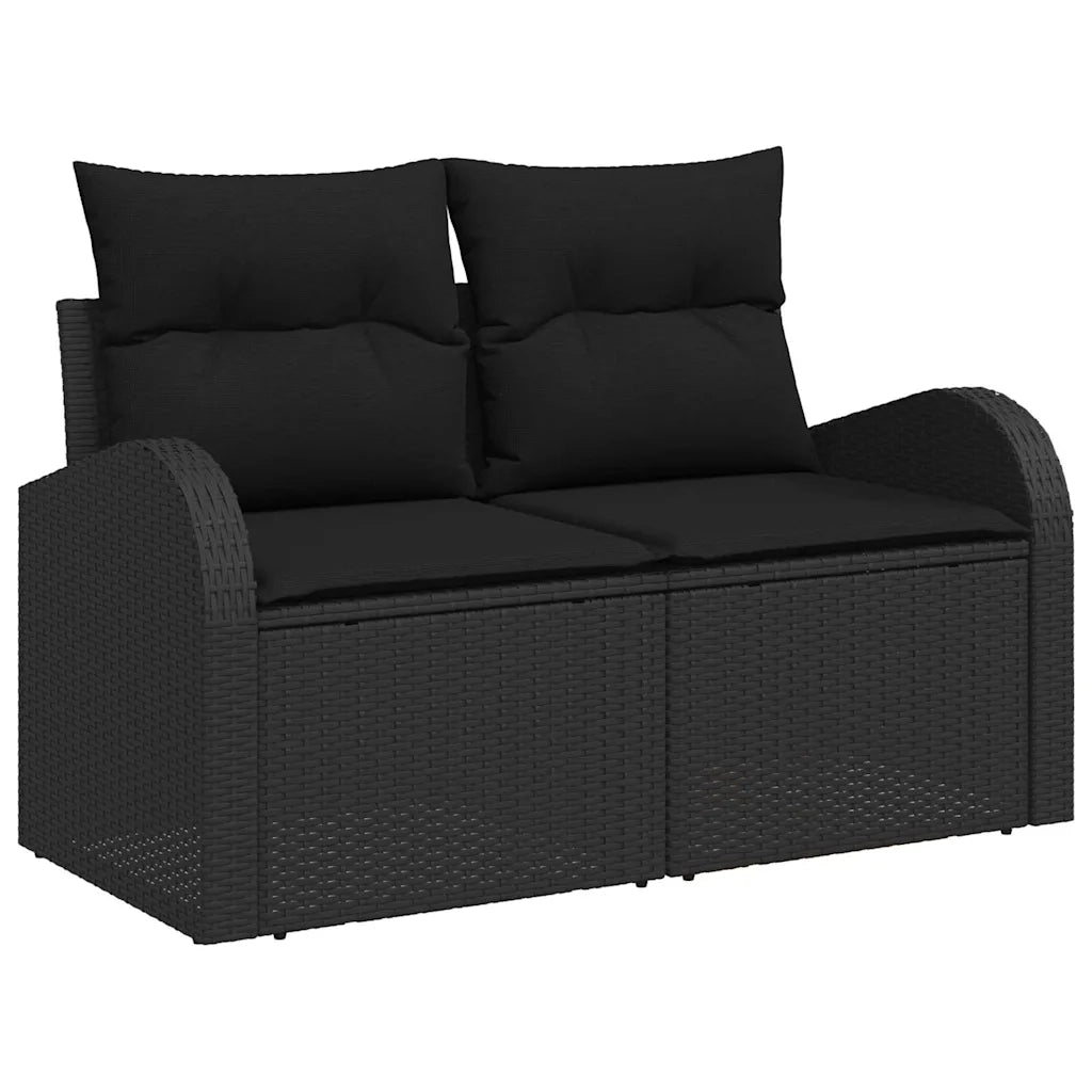 Set di divani con cuscino 4 pcs Nero polyrattan