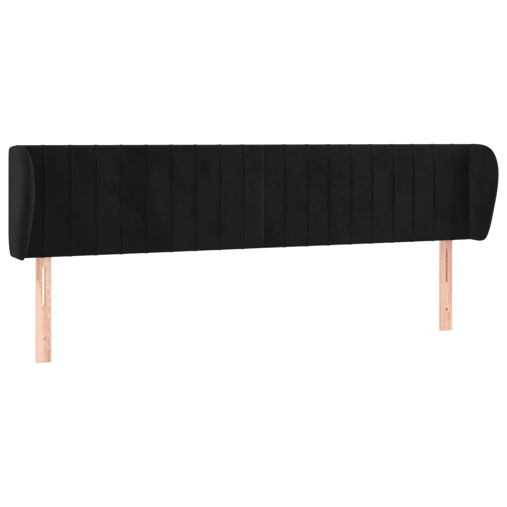 Testiera ad Orecchio Nera 183x23x78/88 cm in Velluto 3117444
