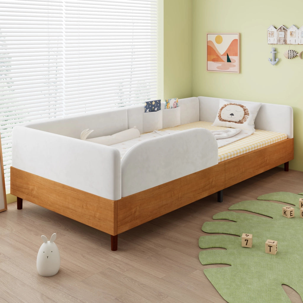 Letto imbottito funzione contenitore velluto bianco 90x200 cm