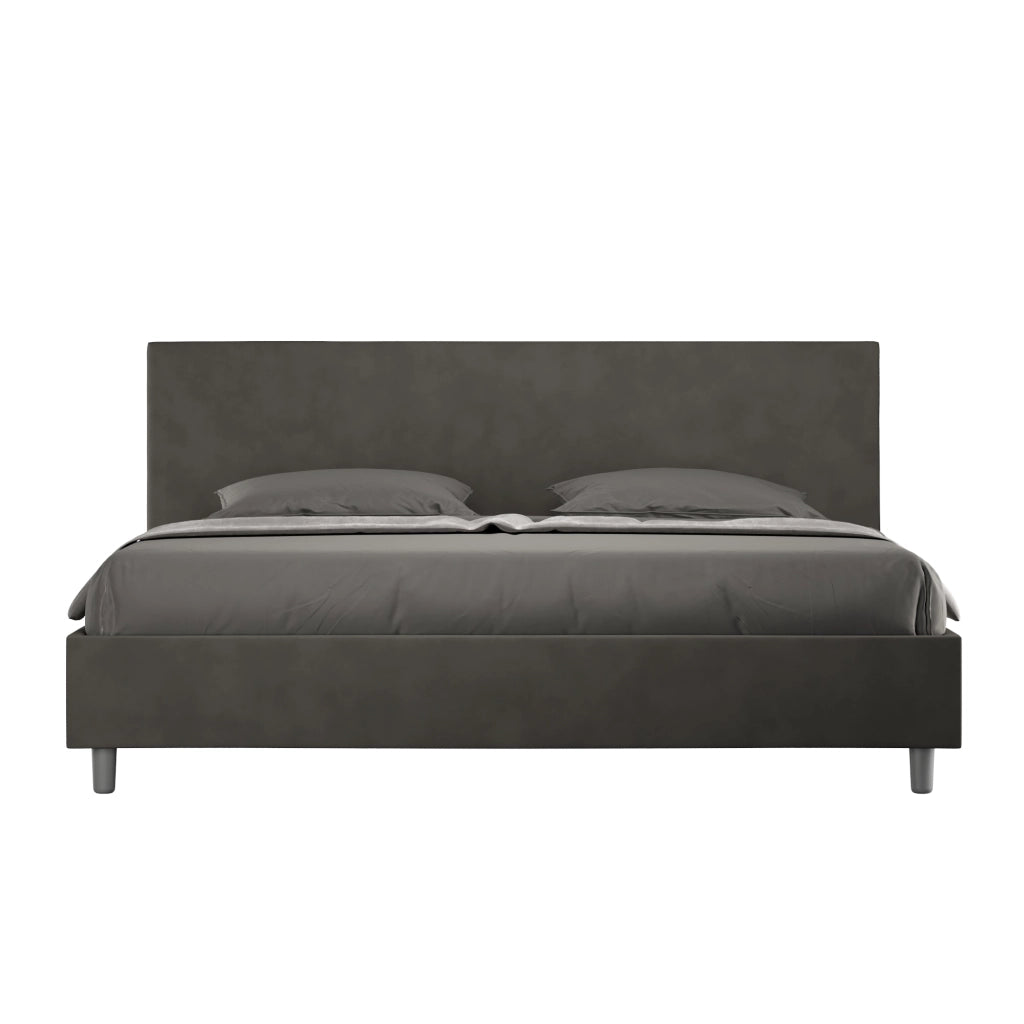 BS COM Letto con rete imbottito 180x210 microfibra grigio
