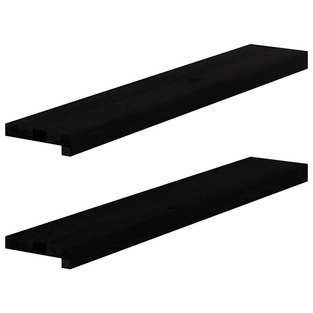 Davanzali 2 pz Marrone-nero 90x15x2 cm Legno Massello Rovere 4009167