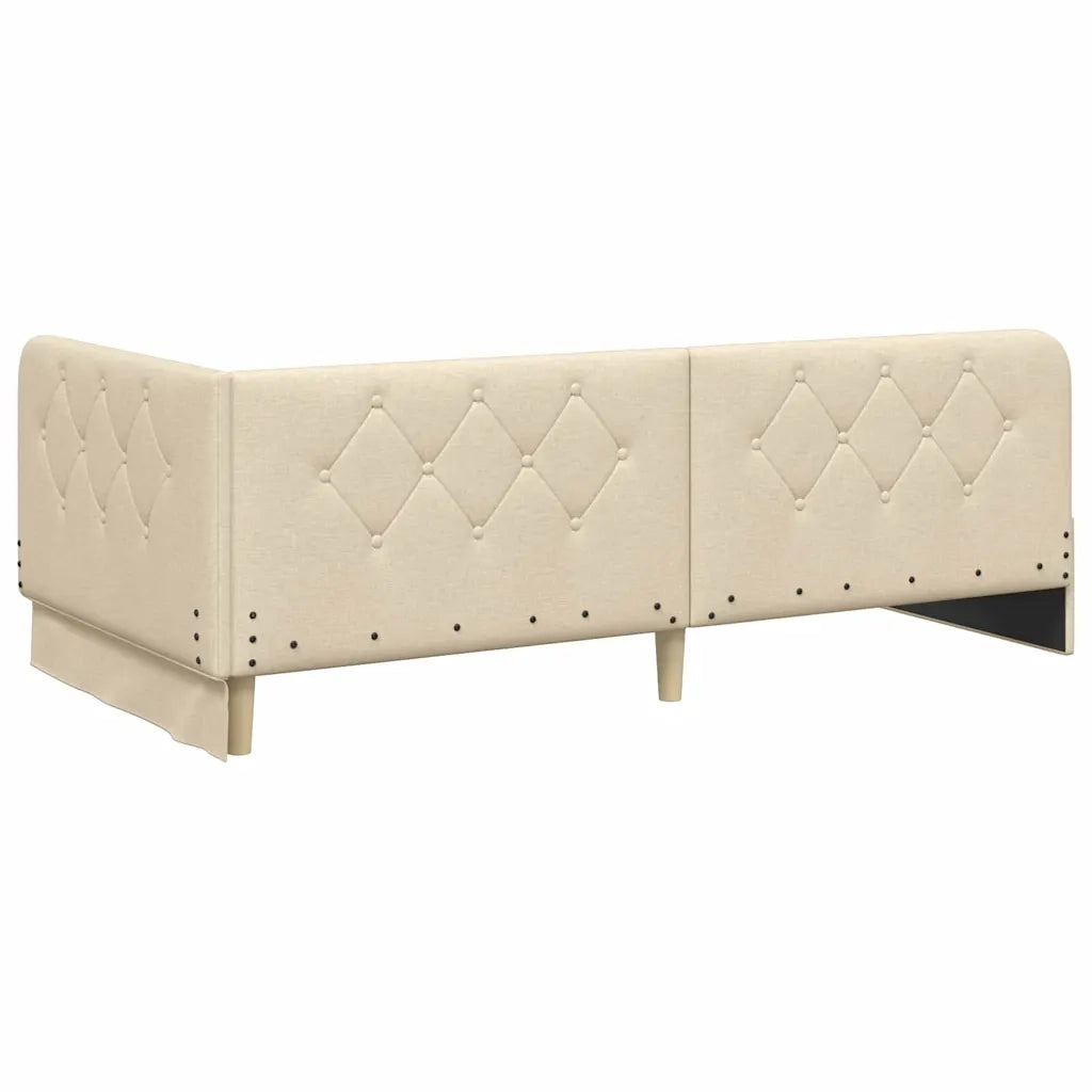Cornice del letto ad angolo Crema 90 x 200 cm Tessuto