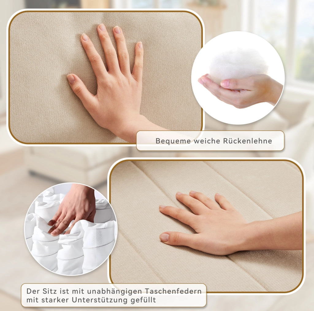 Divano modulare 5 posti beige con pouf mobile