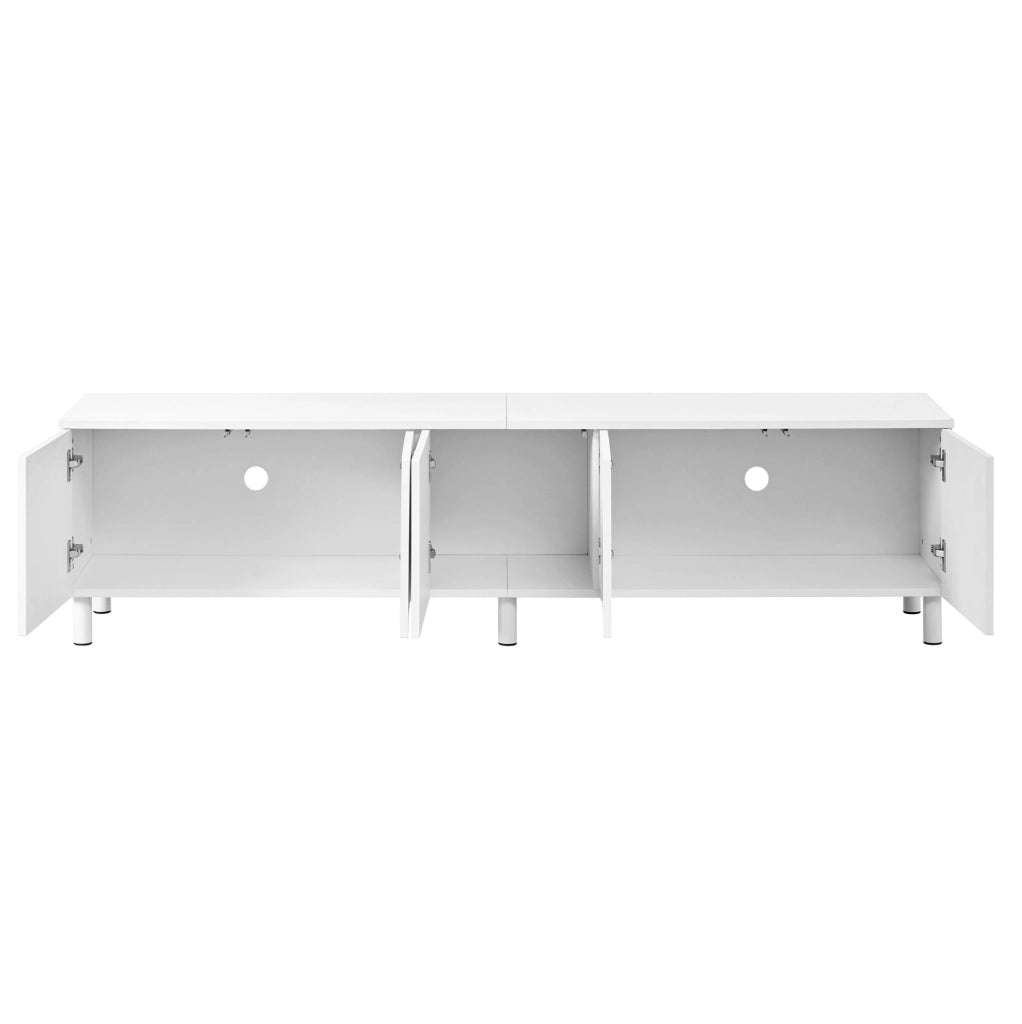 Mobile TV 180x38x45 cm con 5 ante e passacavi; gambe in metallo; in PB e MDF; bianco